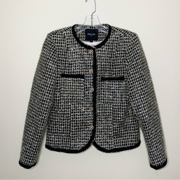 Beulah Jackets & Blazers - Beulah style black/gold tweed jacket , long sleeves, front closure Size S